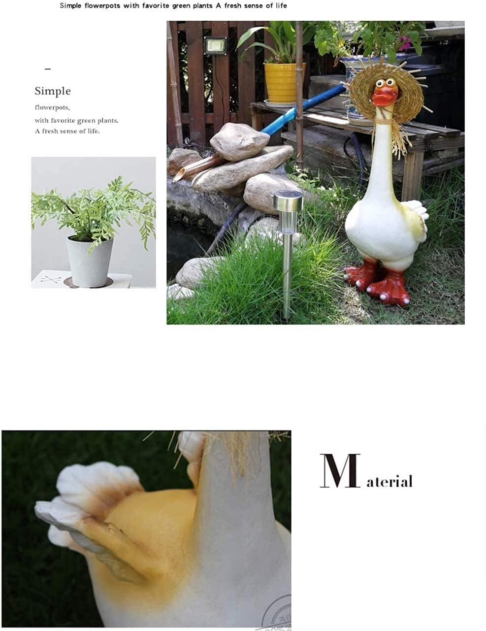 Ozdoby ogrodowe Outdoor Garden Art Zabawna kreskówka Kaczka Dekoracja Rzeźba Ozdoba ogrodowa do domu Ogród Symulacja zwierząt Rzeźba Bajkowe ozdoby ogrodowe