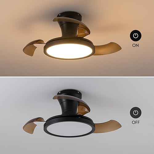 Miniatura 7 de Ventilador de techo retráctil de 28 pulgadas con control remoto de luz, regulable de 6 velocidades reversibles, accesorios de techo pequeños,
