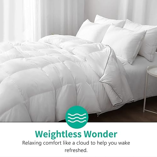 Vista 35 de APSMILE Edredones de fibras de plumas de plumón tamaño Queen, colección de hotel para todas las estaciones, extra suave y esponjoso, edredón Blanco