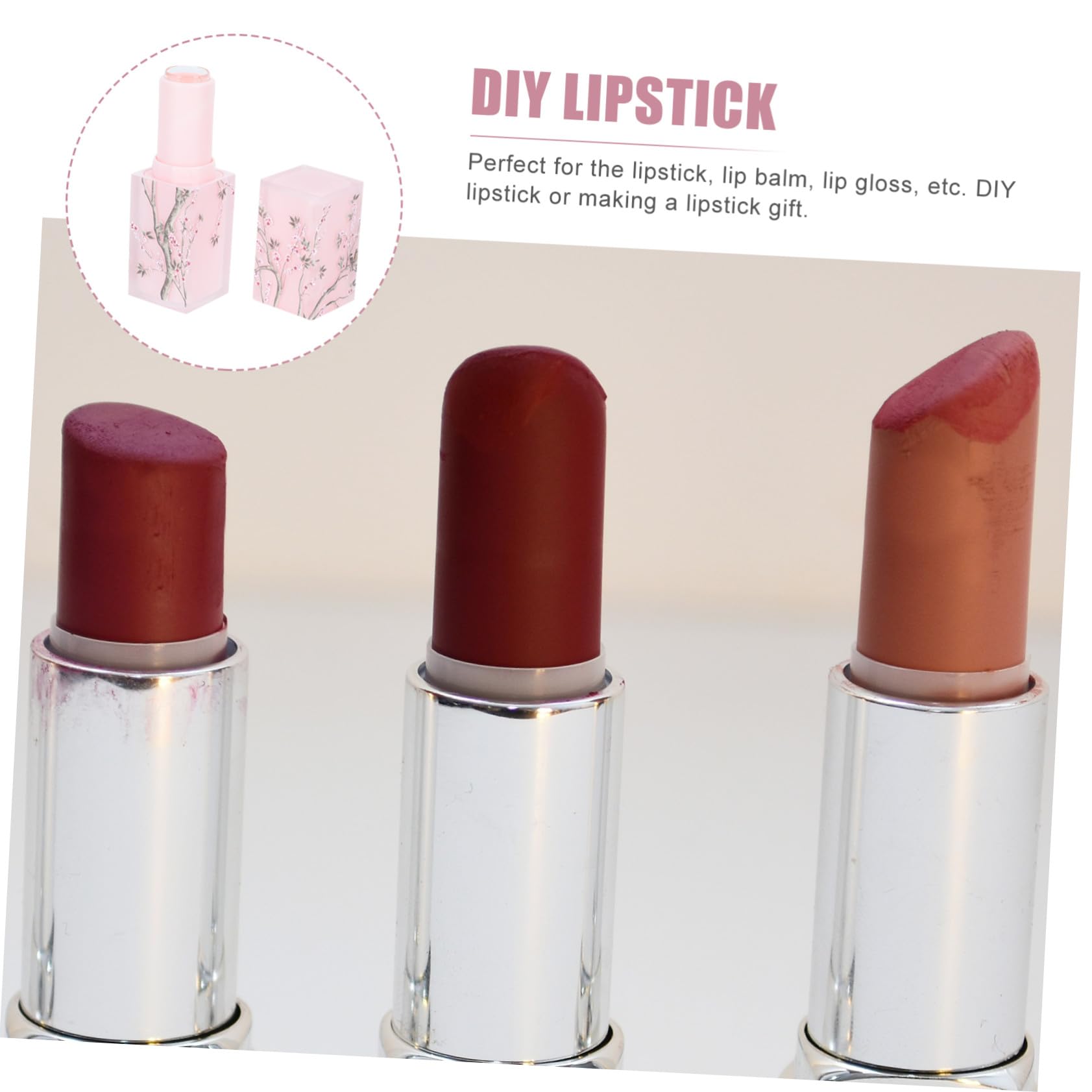 Tubo de Lápiz Labial Estilo Chino Abs Rosa 4 Piezas
