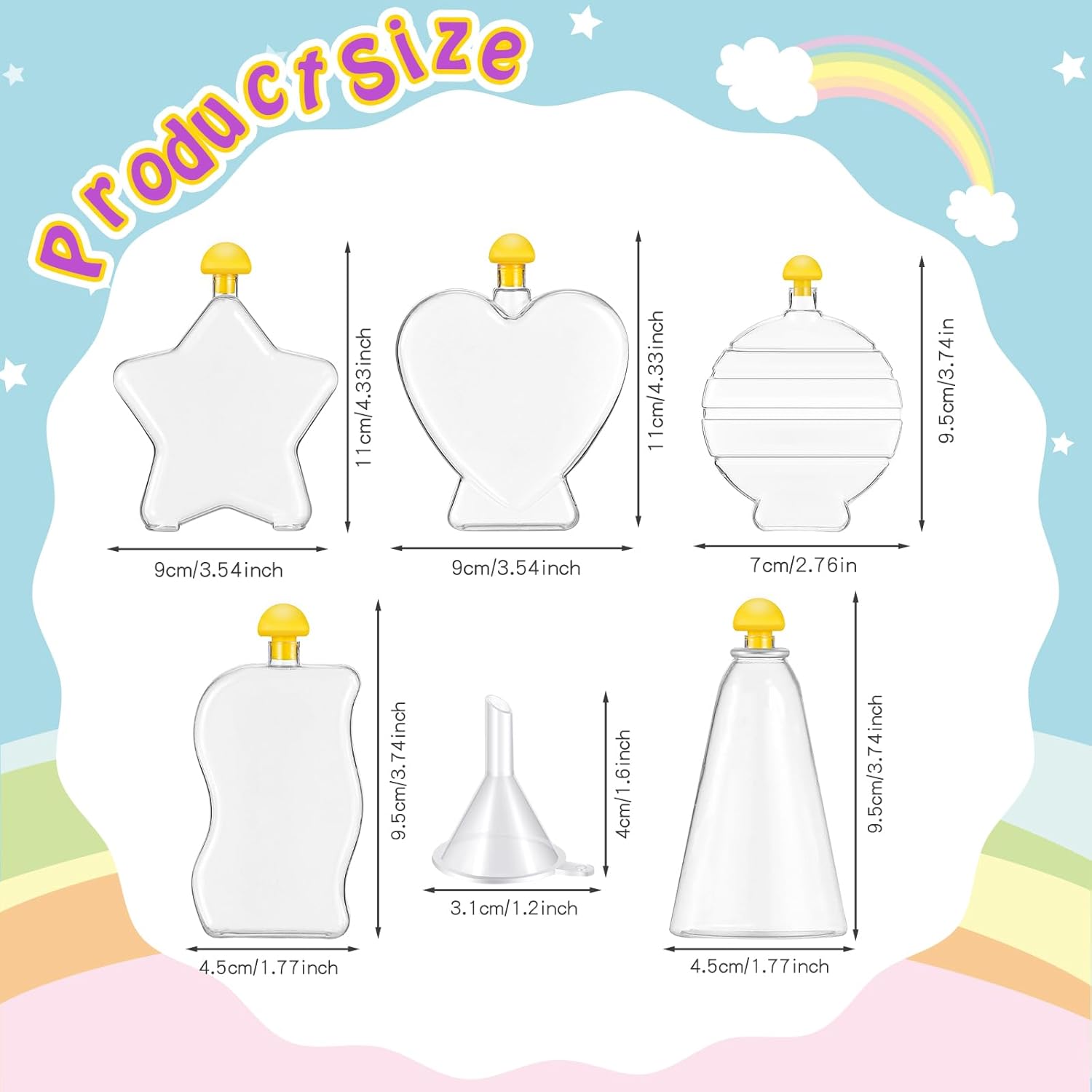 Liliful Sand Art Bottles for Kids, Plastic Crafts Kit Bulk, Clear Bottles with Funnel for Boys Girls DIY Arts Party (20 Pcs)