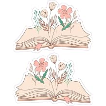 StickerTalk Mirrored Floral Storybook Stickers, 1 Sheet of 2 Stickers, Each 3 inches by 2 inches