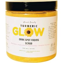 All-Natural Turmeric Glow Scrub for rough & textured skin, Dark Spot Reduction, hyperpigmentation - Gentle Exfoliating Facial Scrub 10 Oz