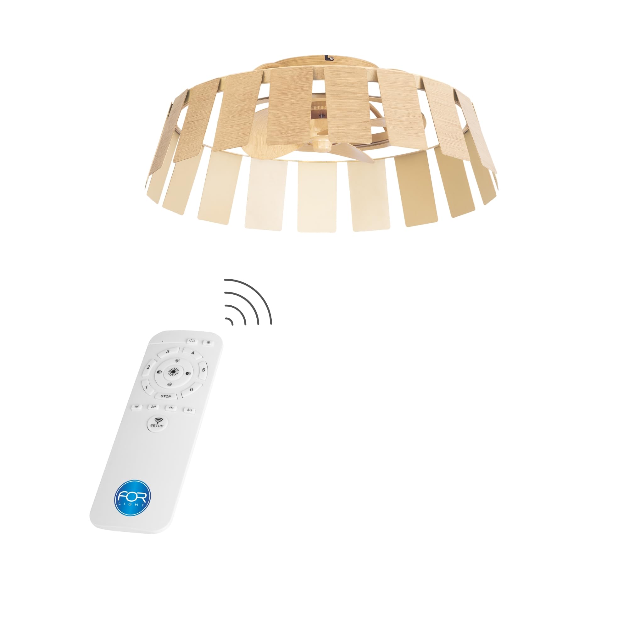 FORLIGHT - Ventilador de techo Flip con luz LED Efecto Madera TW 2700-6000K IP44 28W