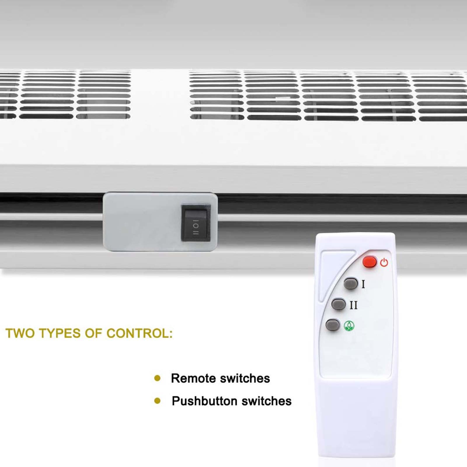 Barriera d'aria con Telecomando, Cortina d'aria Commerciale, 2 Velocità Regolabili, Basso Consumo, Muto, Anti-zanzara, 90cm/100cm/120cm