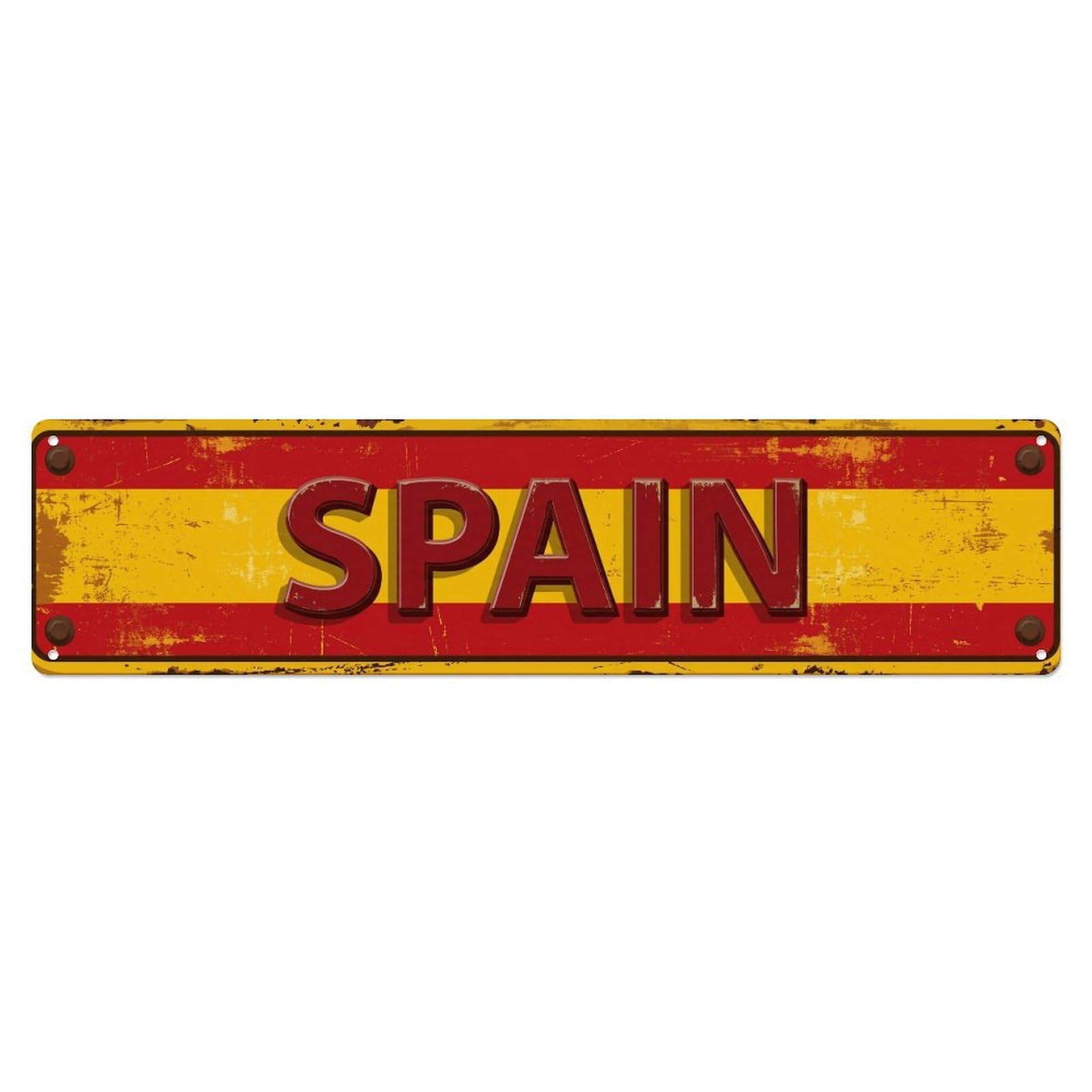 Metal Tin Sign Vintage Spain Flag Pattern