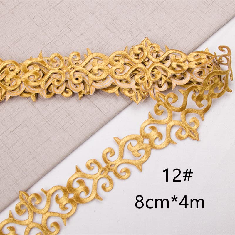 4 metri/lotto cos costume ricamo pizzo trim oro argento 3,5 cm abiti performance sul palco fai da te applique patch accessori in tessuto-14 golde
