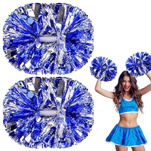 Noaxylic 2 Pièces Cheerleading Pompons, Girl Pompom Cheerleading avec Poignée, Métal Pompon Cheerleader Pétillant, pour Événements Sportifs, Costumée...