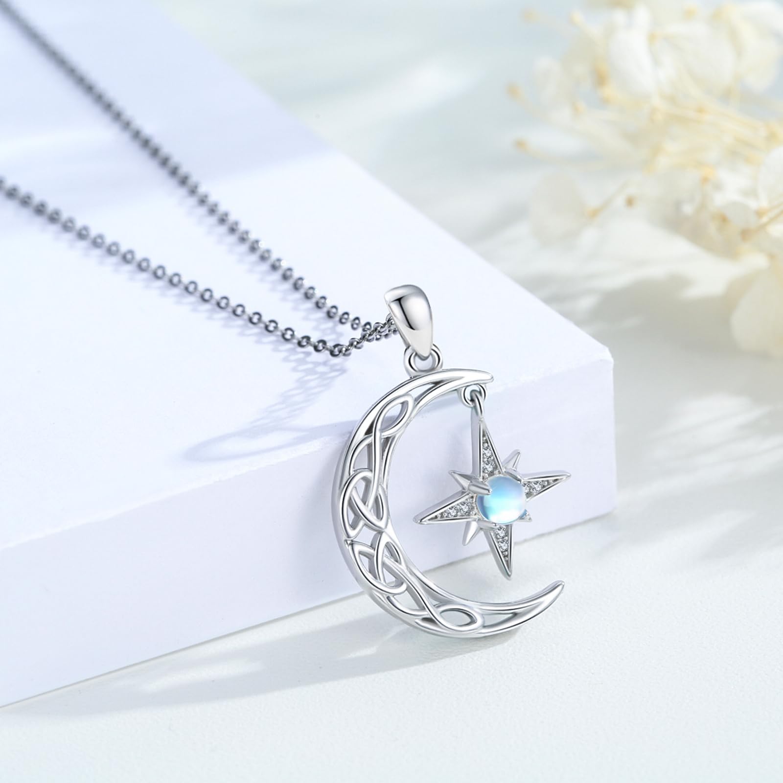 REDSUN Cadena de sol de plata de ley 925 ópalo/piedra lunar, collar de sol, colgante de oro, joyas chapadas en oro para mujeres, niñas, regalos