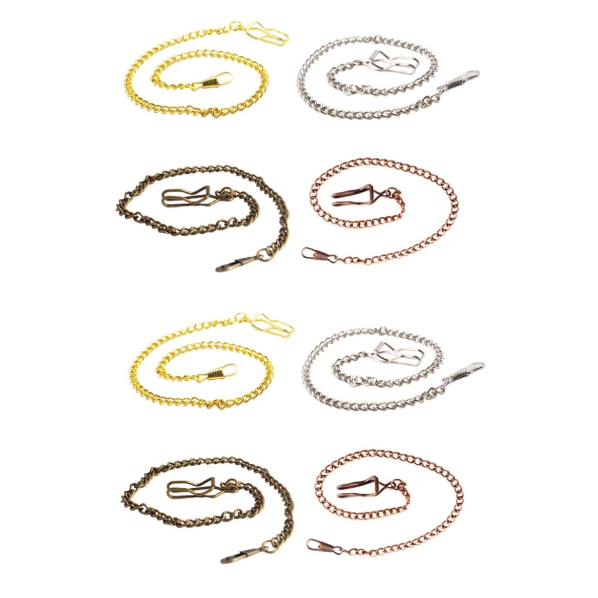 WOFASHPURET 8pcs Metal Pocket Watch Chains Stylish Accessory for Men for Jeans and Pockets Gold Silver Red Bronze Blue Bronze