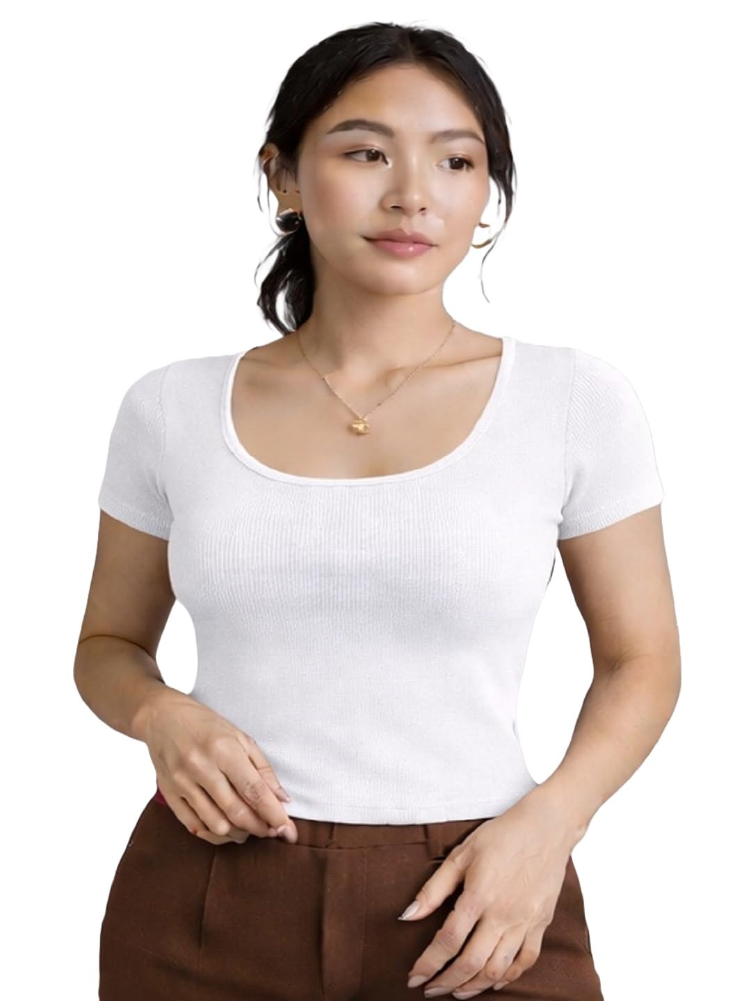 prime love Women Slim Fit Top | Stretchable Cotton Blend Half Sleeve Casual Wear Top-picture-54