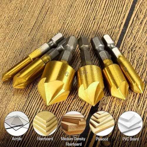 Juego de brocas avellanadoras 6 piezas con recubrimiento de titanio miniatura 7