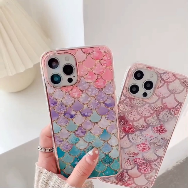 BRAND SET Cover Per IPhone 13 Pro (6,1'') - Effetto Marmo Rosa Con Scaglie Di Pesca - Custodia Morbida In Silicone TPU Antiurto - Supporta Ricarica Wireless - Garanzia Rimborso 1 Anno
