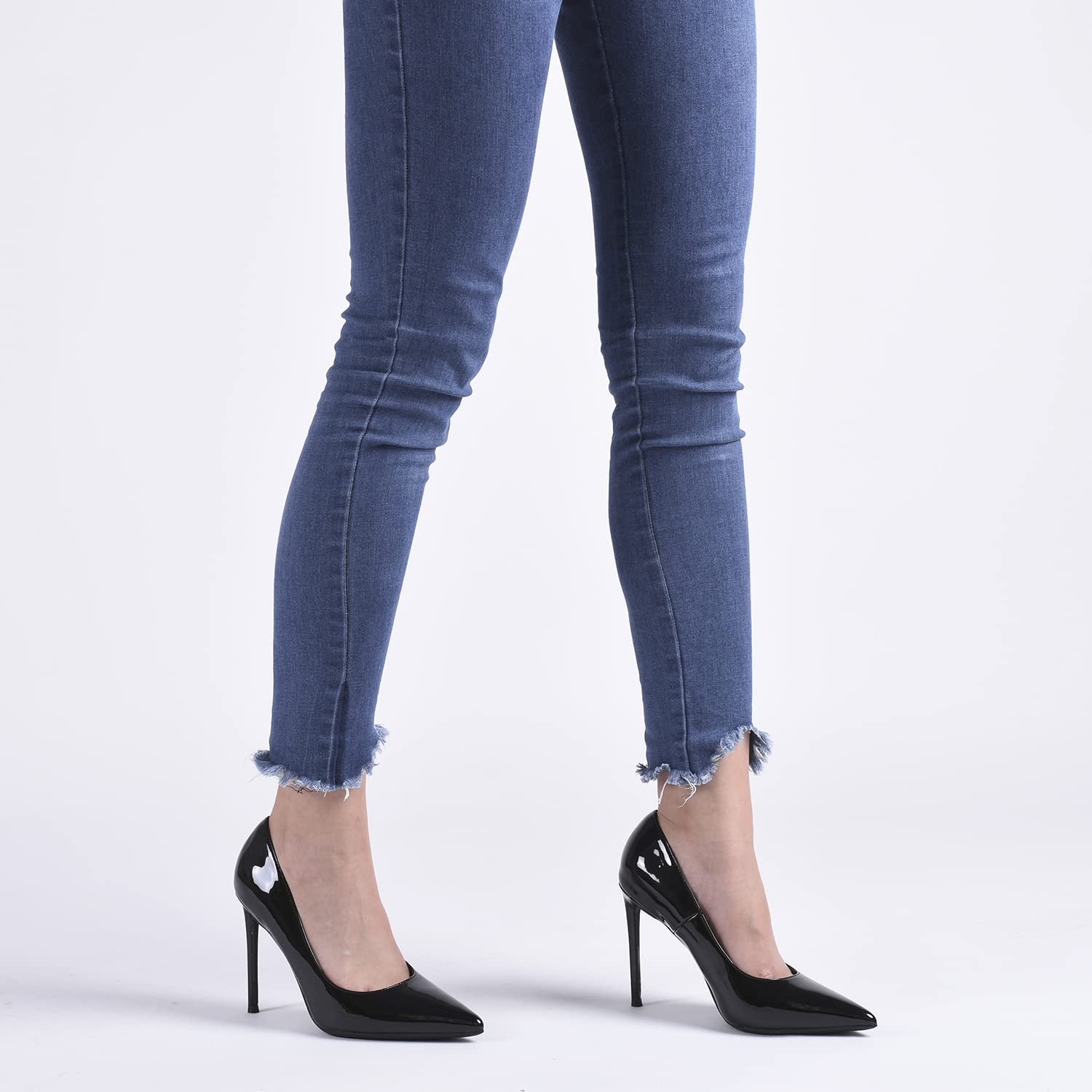 GENSHUO Damen Stiletto High Heels 10CM Sexy Spitze Stiletto Pumps Lackleder Geschlossene Zehe Party Abschlussball Hochzeit Absatzschuhe Stiletto Heels Größe EU 36-42