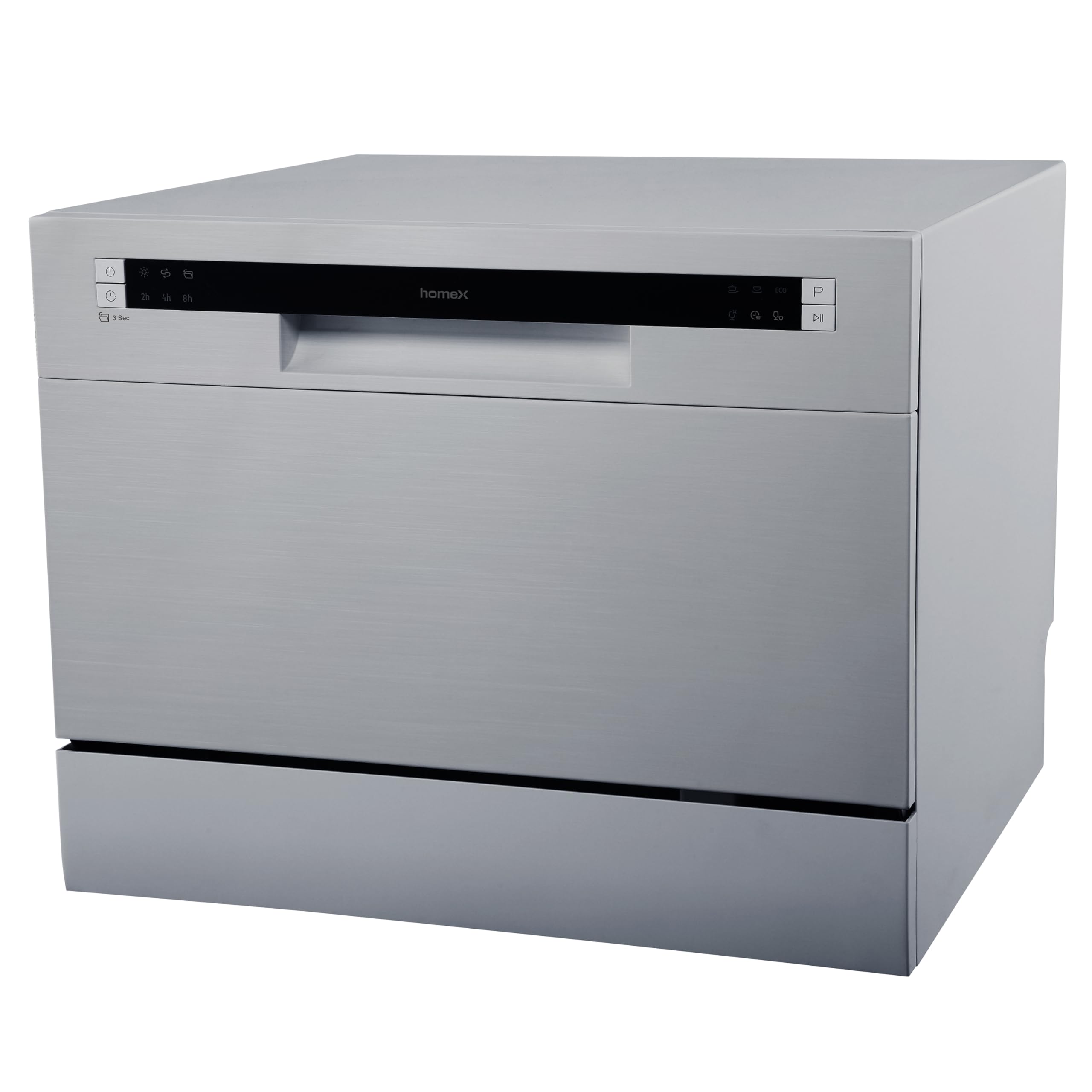 homeX Tischgeschirrspüler Mini Spülmaschine 6 Programme 6 Maßgedecke Aquastop Startvorwahl GST6AE-S silber
