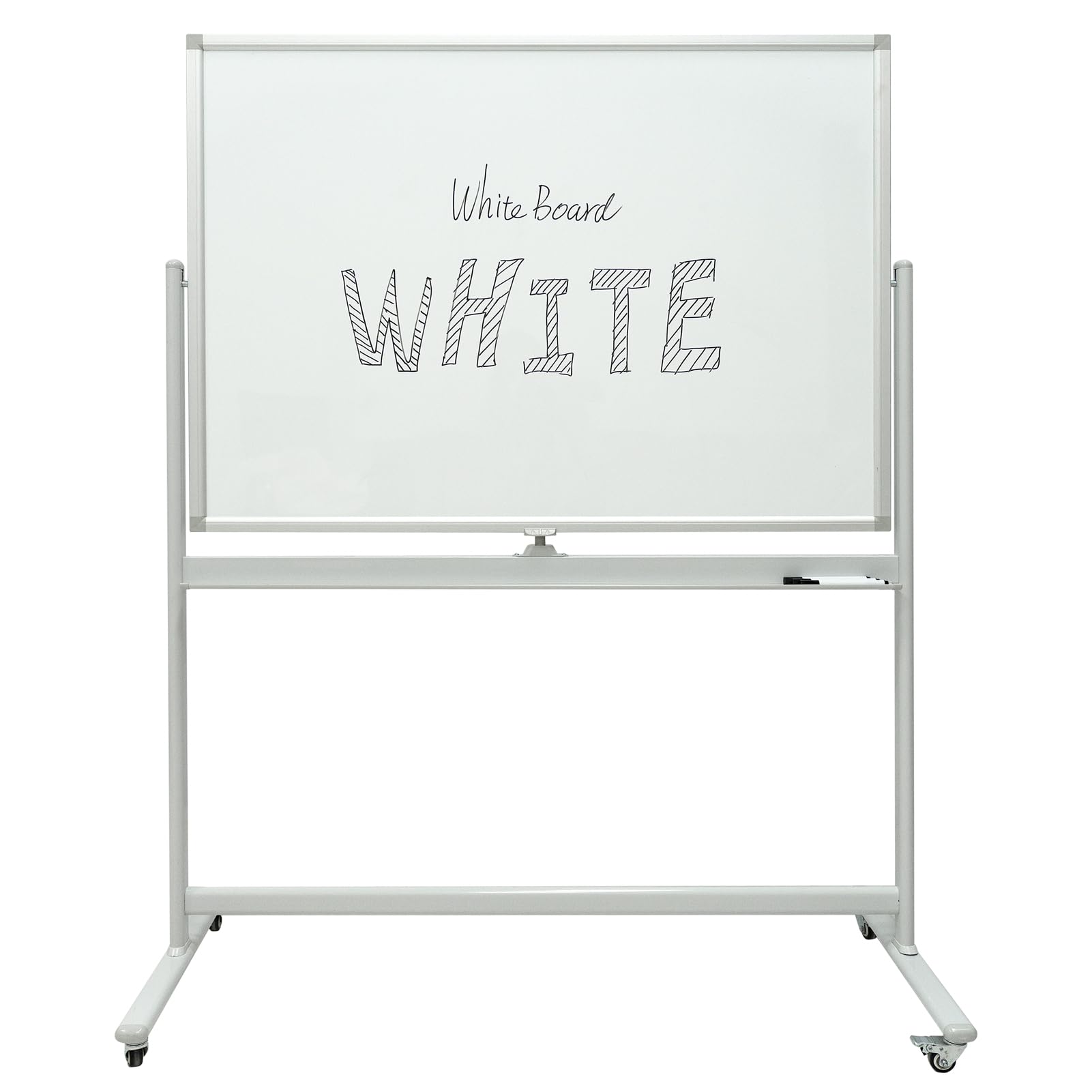 Mobile Glass White Board - Rolling Magnetic Dry Erase Board 48''x36'', Dry-Erase Glass Whiteboard on Wheels, Large Glass Board with Stand for Office, Classroom and Home