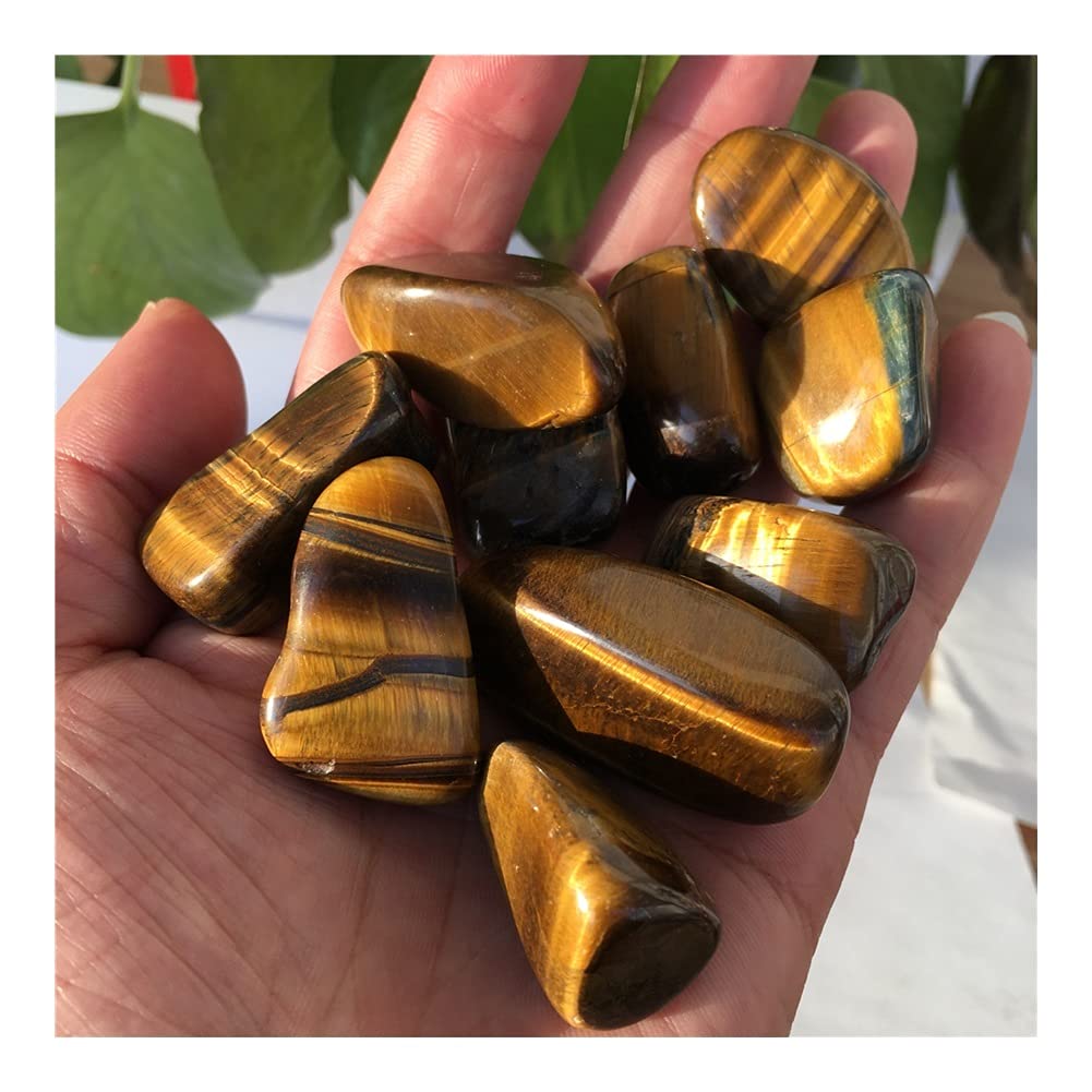 Lleno de Textura Regalo Piedra de Ojo de Tigre Amarillo Natural Grava Piedra de Cristal Grava Acuario jardín Piedra decoración para (Size : 500g)