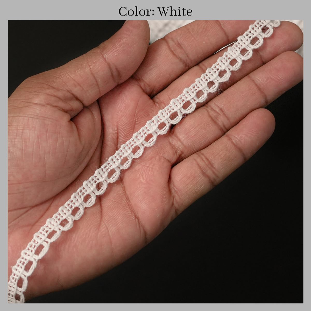 EmbroideryMaterial White Soft Cotton Trim Lace with Swirl Floral Pattern Laces and Borders Material for Saree Border, Suit, Kurta, Dupatta, Blouse, Gown, Lehenga & Neckline (140 Meters, 0.7 CM Wide) 4