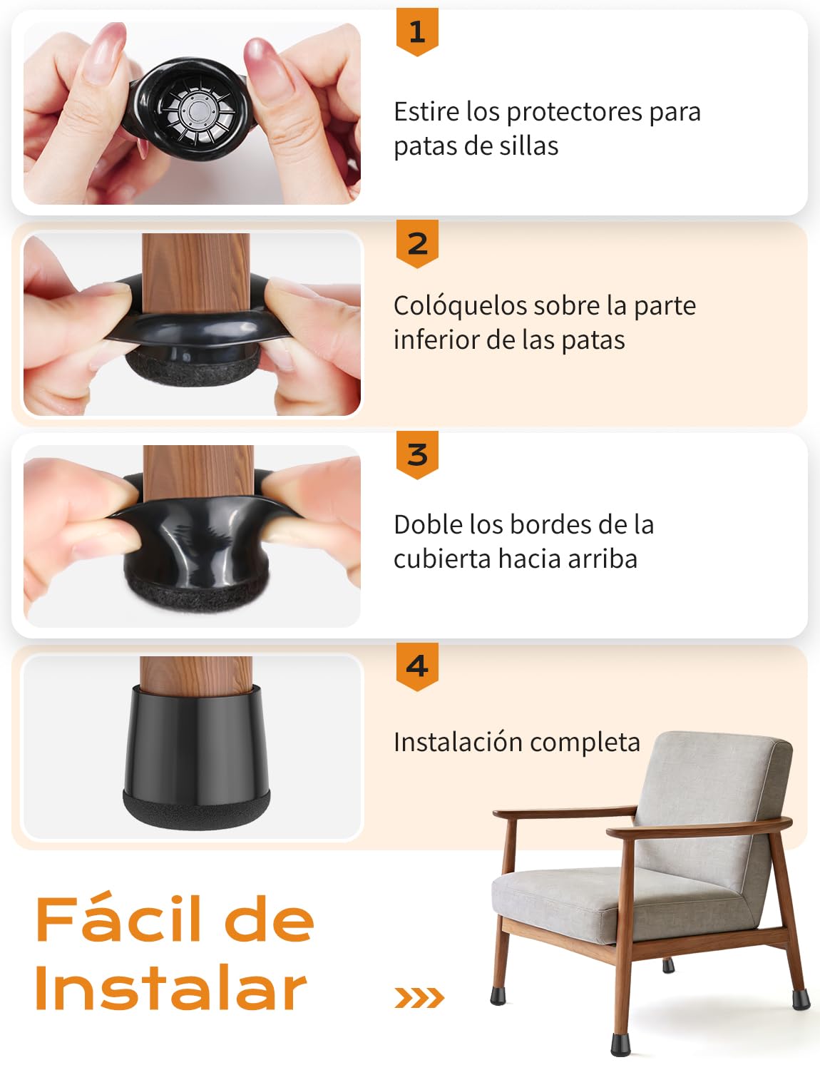 Protector Patas Sillas 24 Piezas Extra Pequeño - Negro Silicona Protector Sillas Patas con Almohadillas de Fieltro,Eliminan el Ruido y los Arañazos
