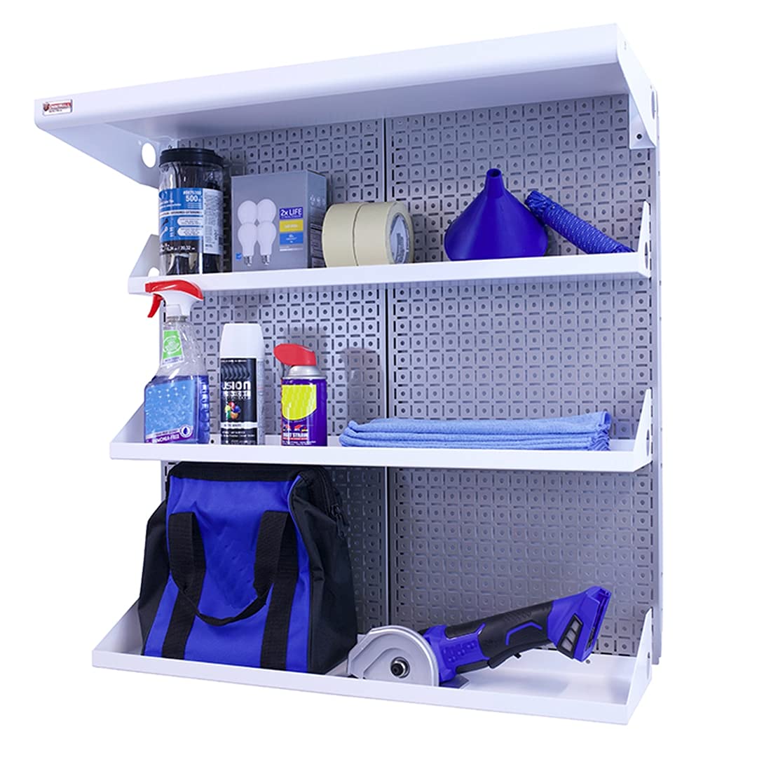 OmniWall Metal Pegboard Shelving Organization System Shelving Kit 32