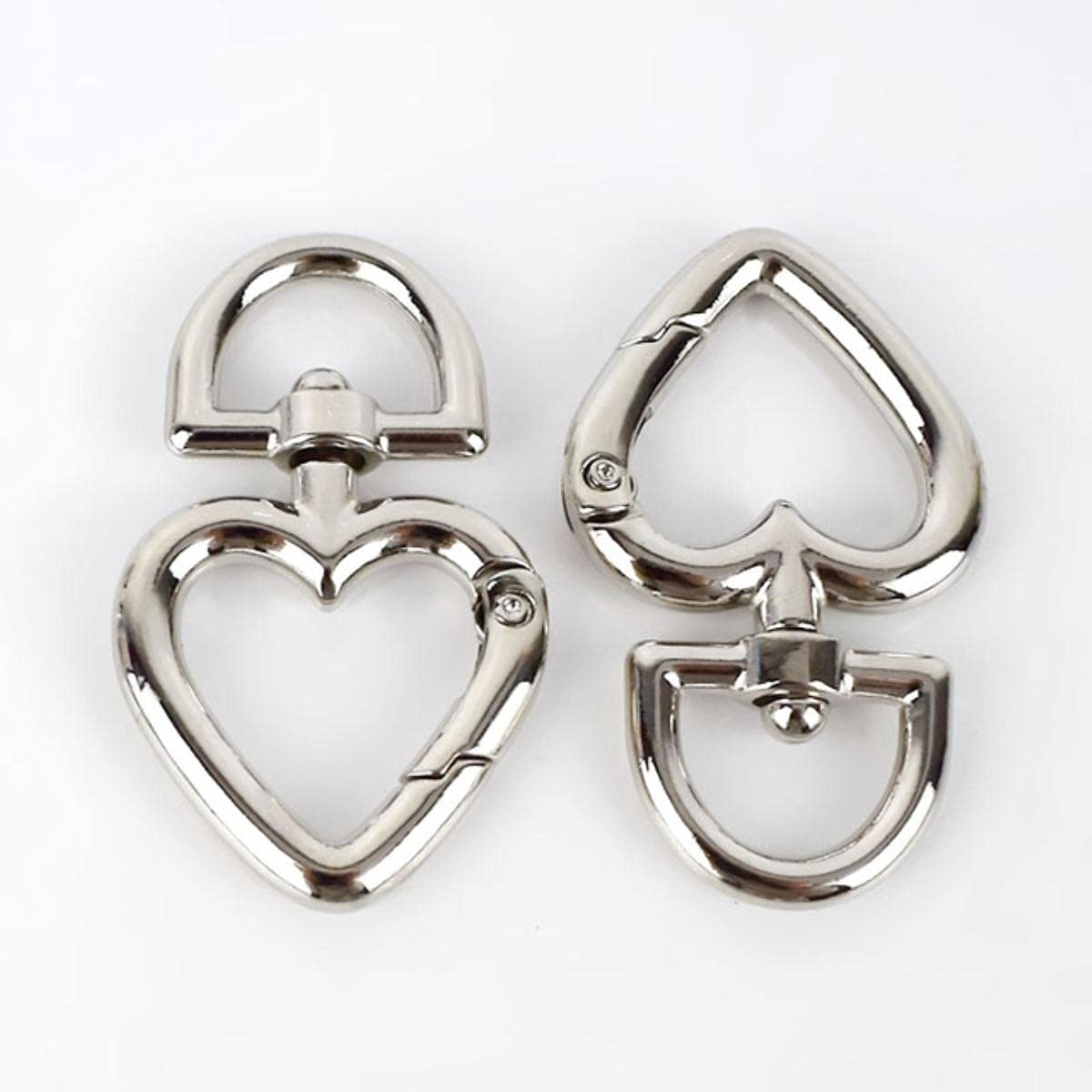 5/10/30 pz 13mm Cuore Fibbie in Metallo per Borsa Borsa Cinghia Moschettoni Ganci Portachiavi Collare per Cani Girevole Trigger Clip Artigianato in Pelle Fai da TE-30 pz, Argento