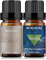 Vista 2 de BURIBURI Aceite esencial de vainilla y aceite de coco, juego de 2 aceites esenciales, 100% puros, aceites esenciales naturales, 0.3 fl oz