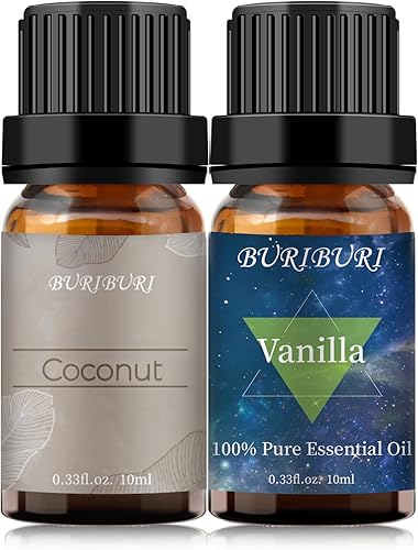 Miniatura 7 de BURIBURI Aceite esencial de vainilla y aceite de coco, juego de 2 aceites esenciales, 100% puros, aceites esenciales naturales, 0.3 fl oz para