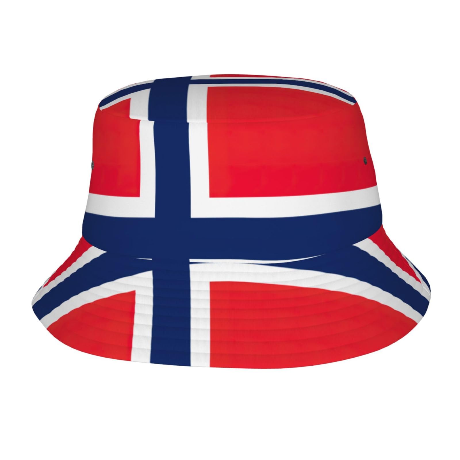 Fgwaauh Unisex Fashion Norwegian Flag Bucket Hat Beach Sun Hat Aesthetic Fishing Hat for Men Women Teens Black