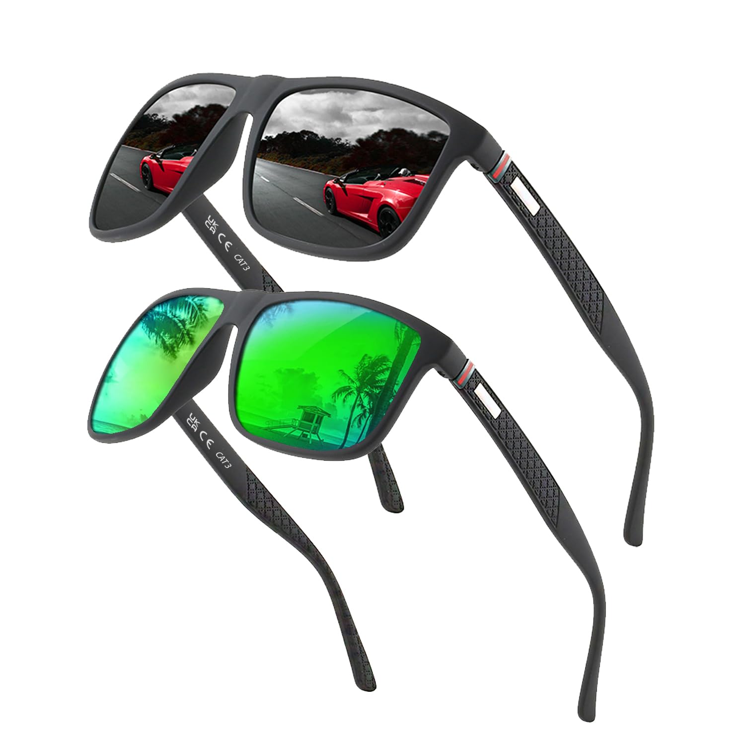 Occhiali da Sole Polarizzati Uomo Donna, Occhiali Vintage Eleganti Montatura Classica, Lenti Pilota HD, Golf Guida Pesca Occhiali da Viaggio Sport all'Aria Aperta Moda Occhiali da Sole