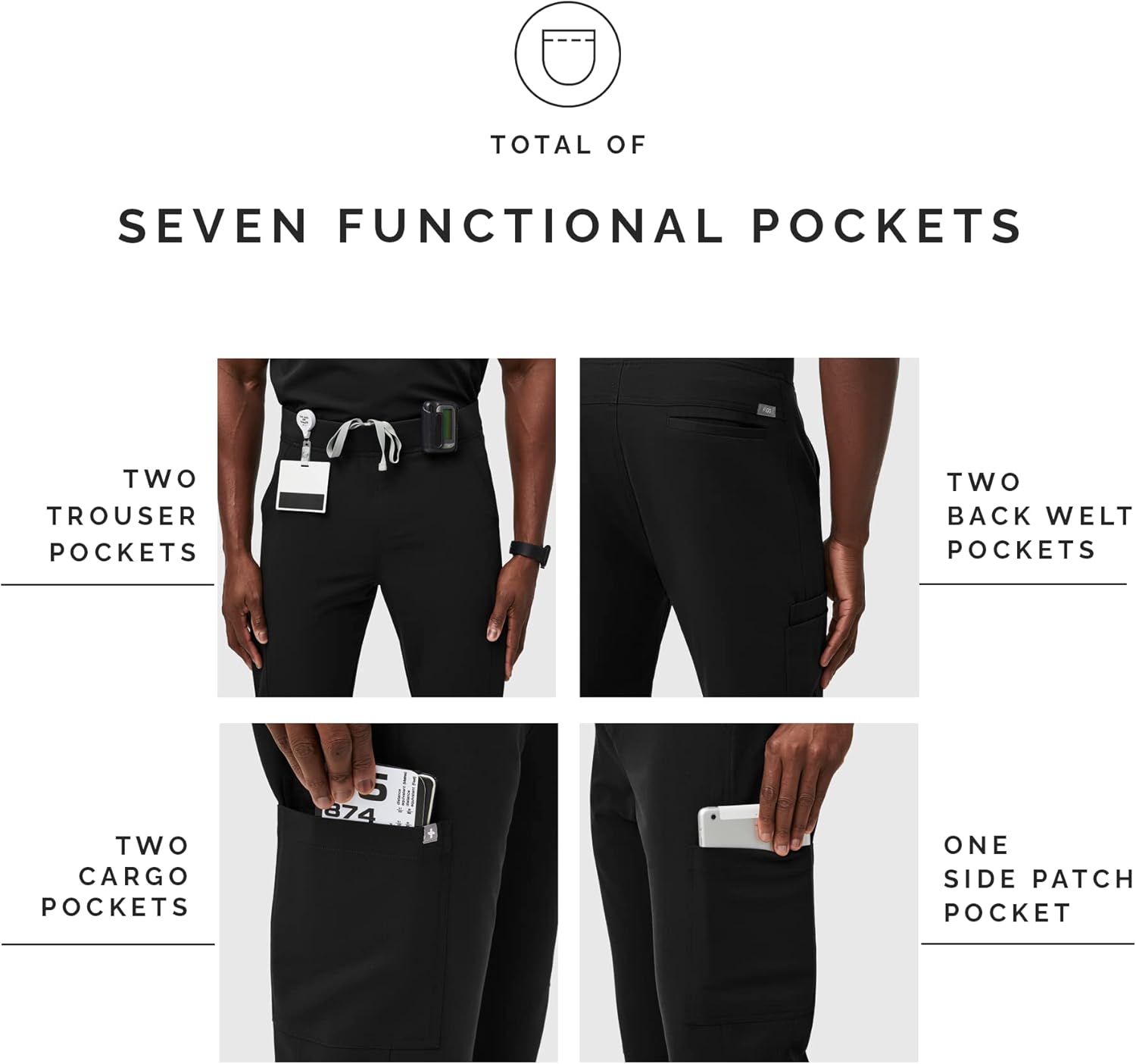FIGS Axim Cargo Scrub Pants for Men — Classic Fit, Straight Leg, 7 Pockets, 4-Way Stretch, Anti-Wrinkle - Image 5