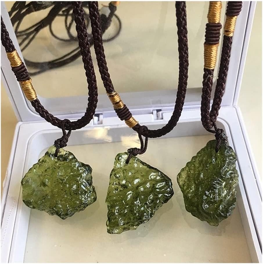 Natural Unique Crystal Green Gem Moldavite Meteorite Outer Space Aerolite Impact Glass Necklace Pendant Healing Stone Energy, SBOTTON-8571
