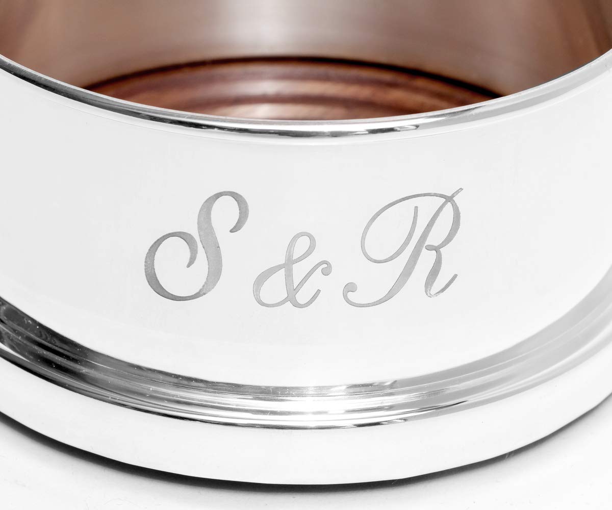 Design Flaschenuntersetzer Versilbert Holz-Boden Rund Personalisierter Weinflaschen-Halter Ø 13 cm Mit Gravur bis 15 Zeichen