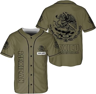 Tinoshop Personalized Mexico Baseball Jersey, Mexican Baseball Jersey for Men Women, Mexicano Flag Jersey, Mexican Flag Pride (BJ22)