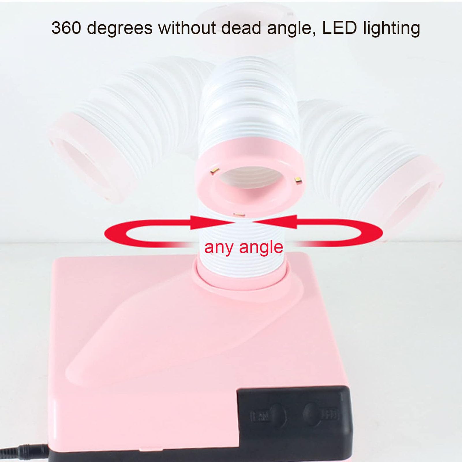 Potente aspiradora dental eléctrica de 65 W, colector de polvo de uñas con ventilador de succión fuerte y luz LED, rotación de 360° para laboratorio dental y salón de uñas
