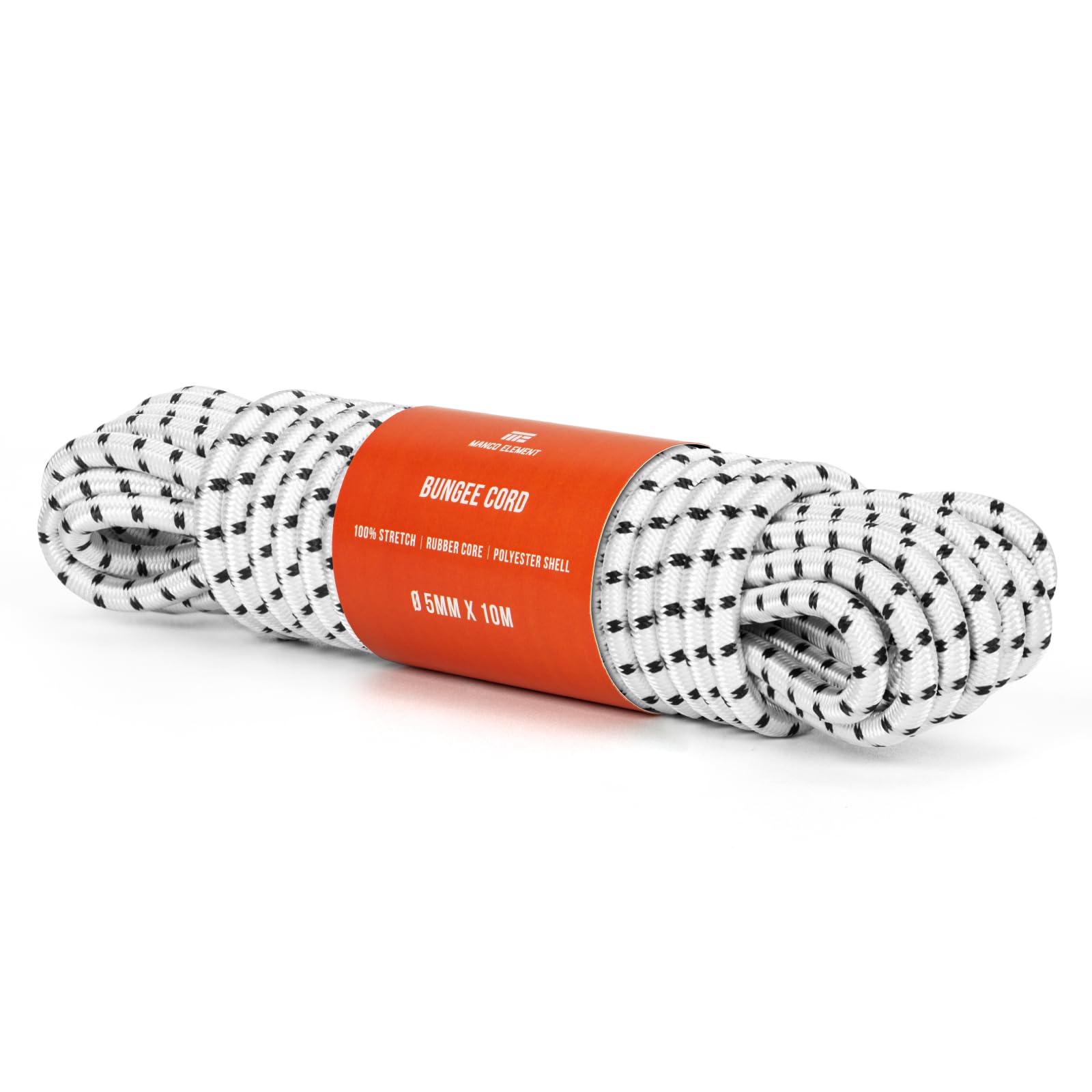 Manco Element Bungee Cord 5mm x 10m Elastic Cord Shock Cord - White/Black