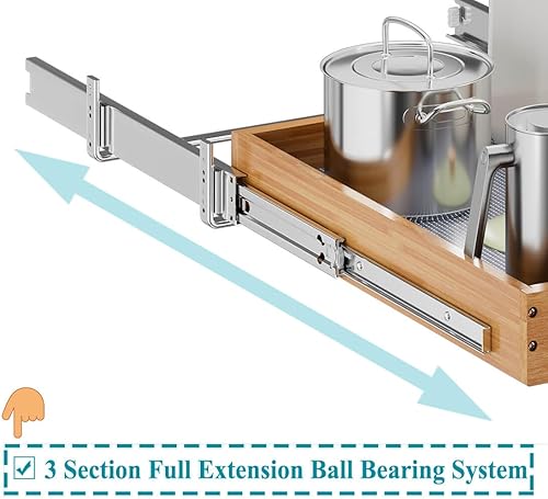 Miniatura 5 de OCG Cajones extraíbles para armarios de 14 pulgadas de ancho x 21 pulgadas de profundidad, estante deslizante de madera para cajones, estantes