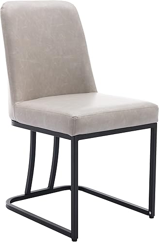 Miniatura 16 de Juego de 2 sillas de comedor modernas, tapizadas de piel sintética tejida, sillas de cocina laterales de mediados de siglo, sillas sin brazos con