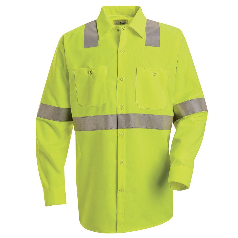 Red Kap Men's Flourescent Hi Visibility Class 2 Level 1 Work Shirt, Fluorescent Yellow/Green, XX-Large