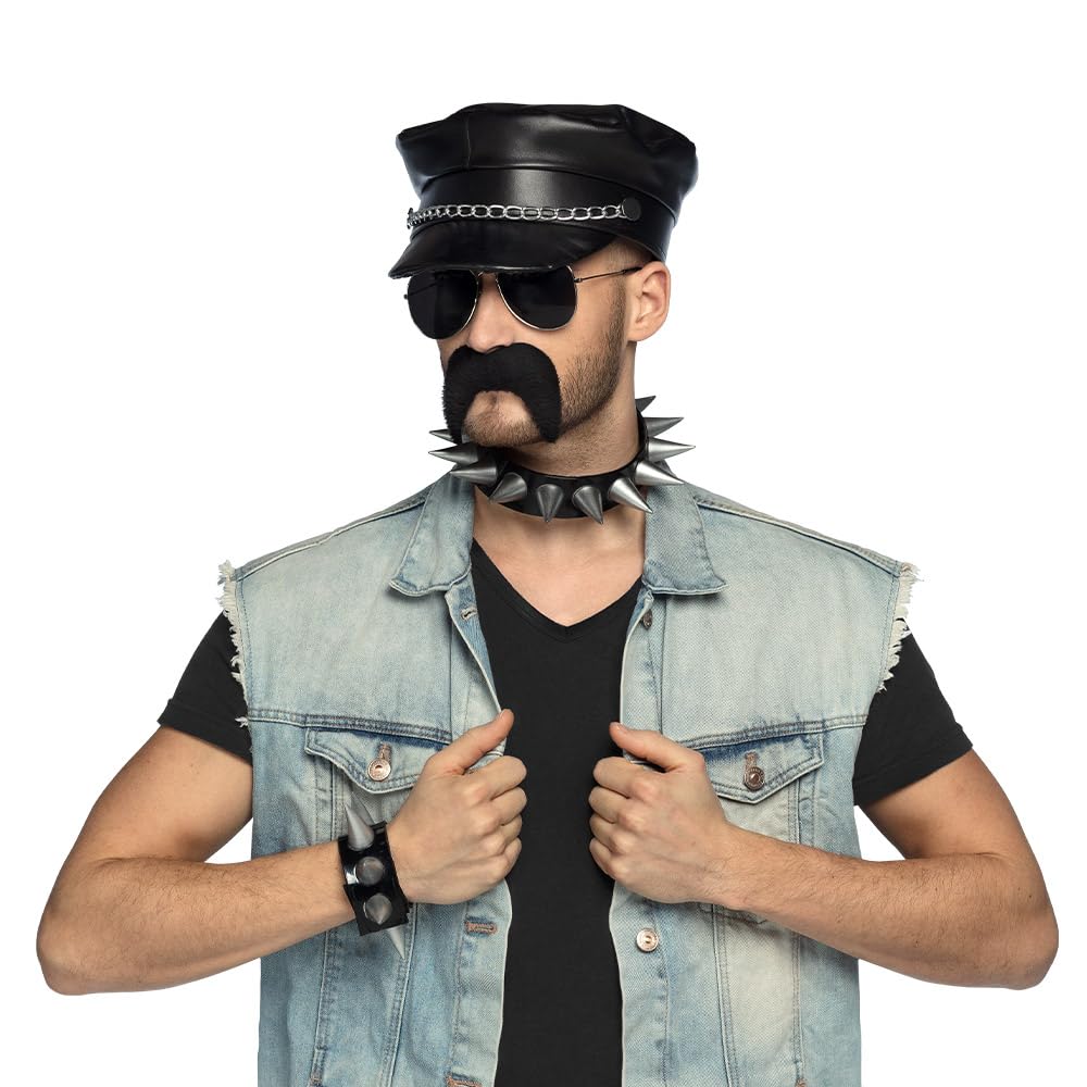 Boland 33208 - Set di costumi da rocker, accessori per carnevale, set di costumi, berretto, collana, bracciale, barba e occhiali da festa, festa a tema, JGA