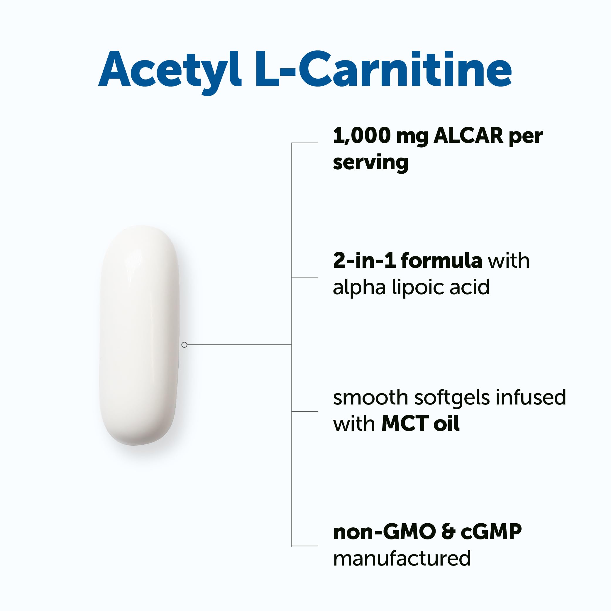 Acetyl L-Carnitine 1000mg per Serving with Alpha Lipoic Acid, 240 Softgels — Amazon image 2