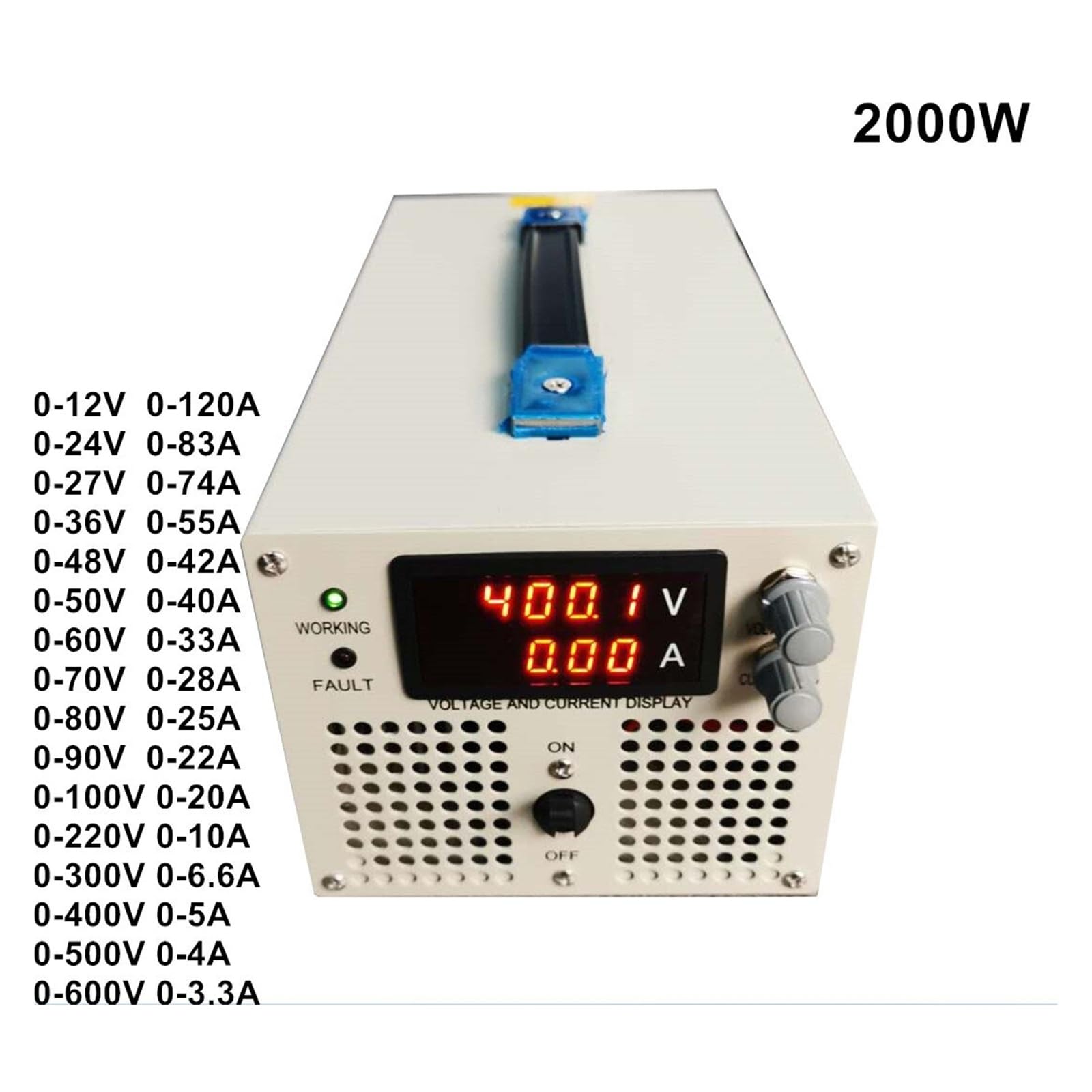 Zasilacz impulsowy S-2000 2000 W DC 0–12 V do 0–400 V
