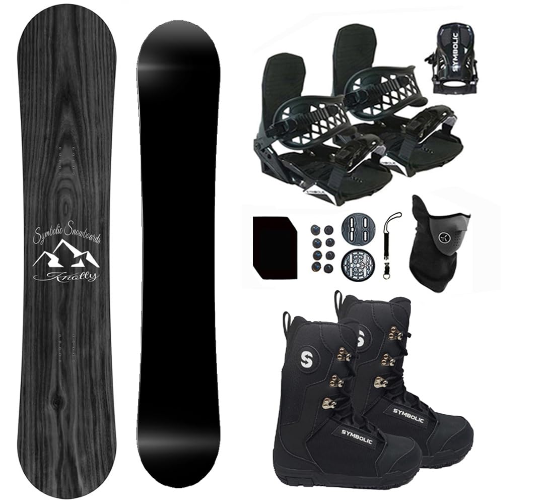 SymbolicKnotty Snowboard & Bindings & Boots & Leash & Stomp Pad & Face Gaiter Complete Package