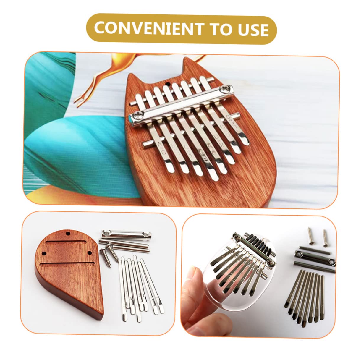 NULYLU 10 Sets Unique Design 8-key Diy Kalimba Finger Piano for Beginners Music Instrument Lightweight Safe for Ages