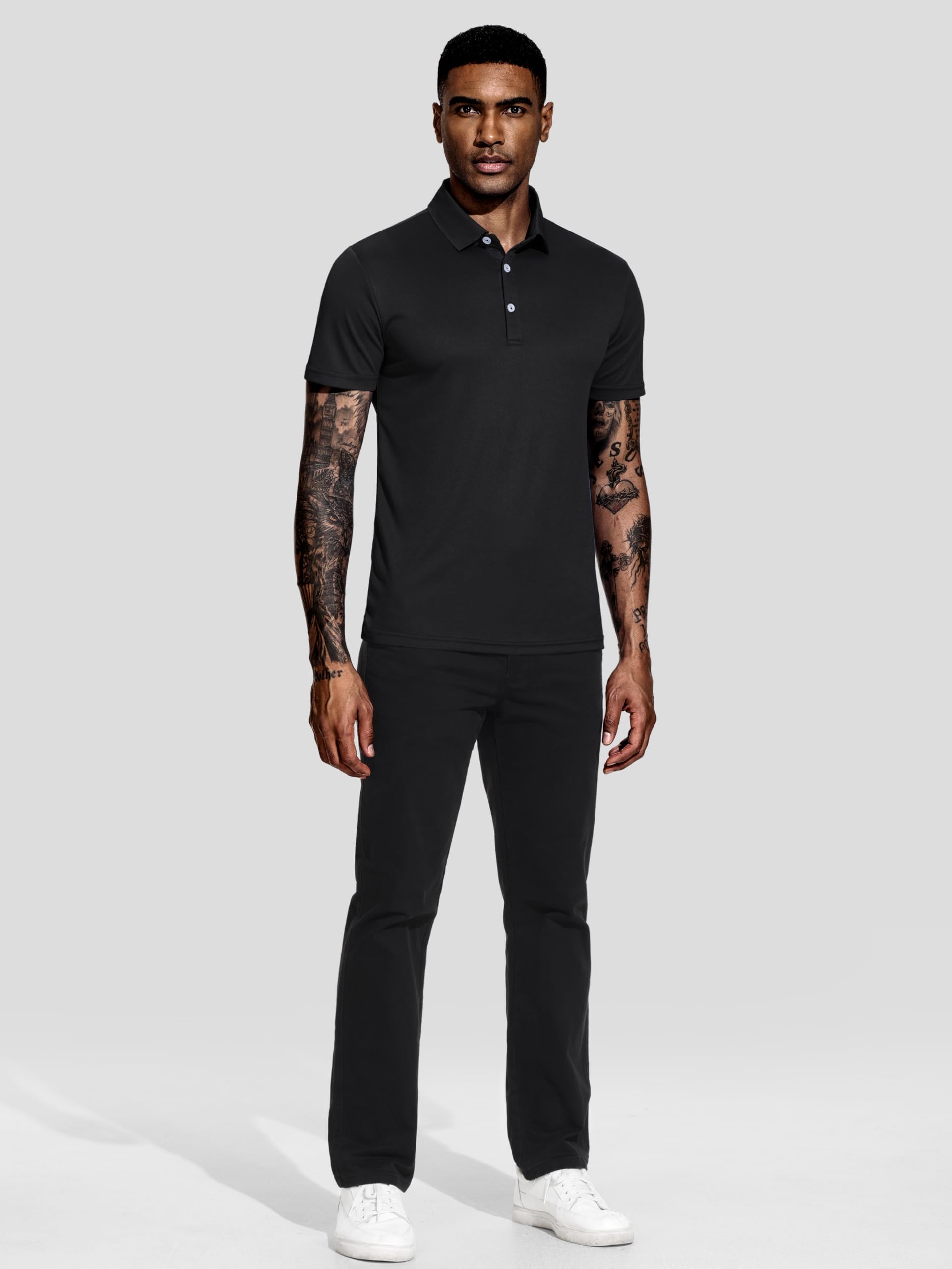 Teesmen Hommes Polo T Shirt Sport Quick-Dry Tech Wicking Golf Respirant Manches Courtes Polo
