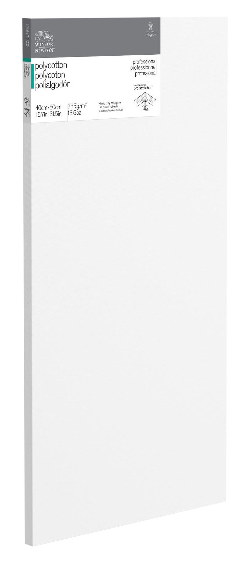 Winsor & Newton 6206023 Professional Keilrahmen aus Baumwollmischgewebe, 385 g/m², 3-fach grundiert, mittlere Körnung, ideal für die Ölfarben und Acrylfarben - 40x80cm
