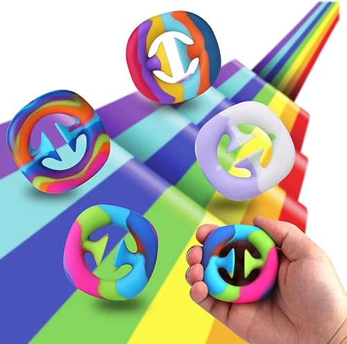 Paquete de 4 juguetes para ansiedad para aliviar el estrés, juguetes sensoriales con agarre de mano, regalo para hacer ruido, para aliviar el