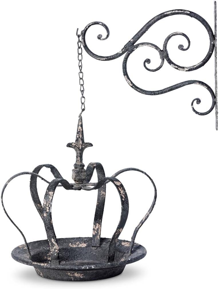 Hanging Crown Bird Feeder with Metal Wall Bracket