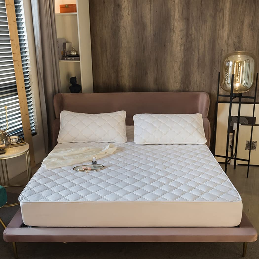 LDIW Premium Funda de Colchón de Rizo, Elástico En Todo El Contorno Protector de Colchón Transpirable y Muy Absorbente Cubre Colchón,Blanco,90 * 200+30cm