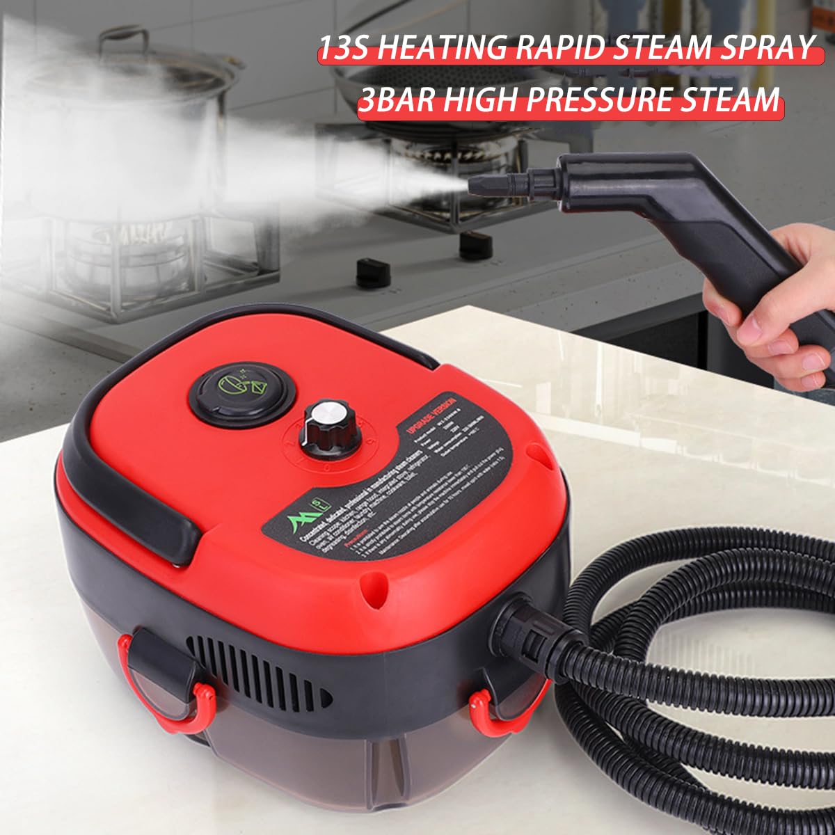 Pulitore a vapore multiuso, pulitore a vapore con 8 accessori, regolazione a 6 velocità, funzione intelligente anti-bruciatura per tappeti, WC, pavimento, forno, bagno e finestre