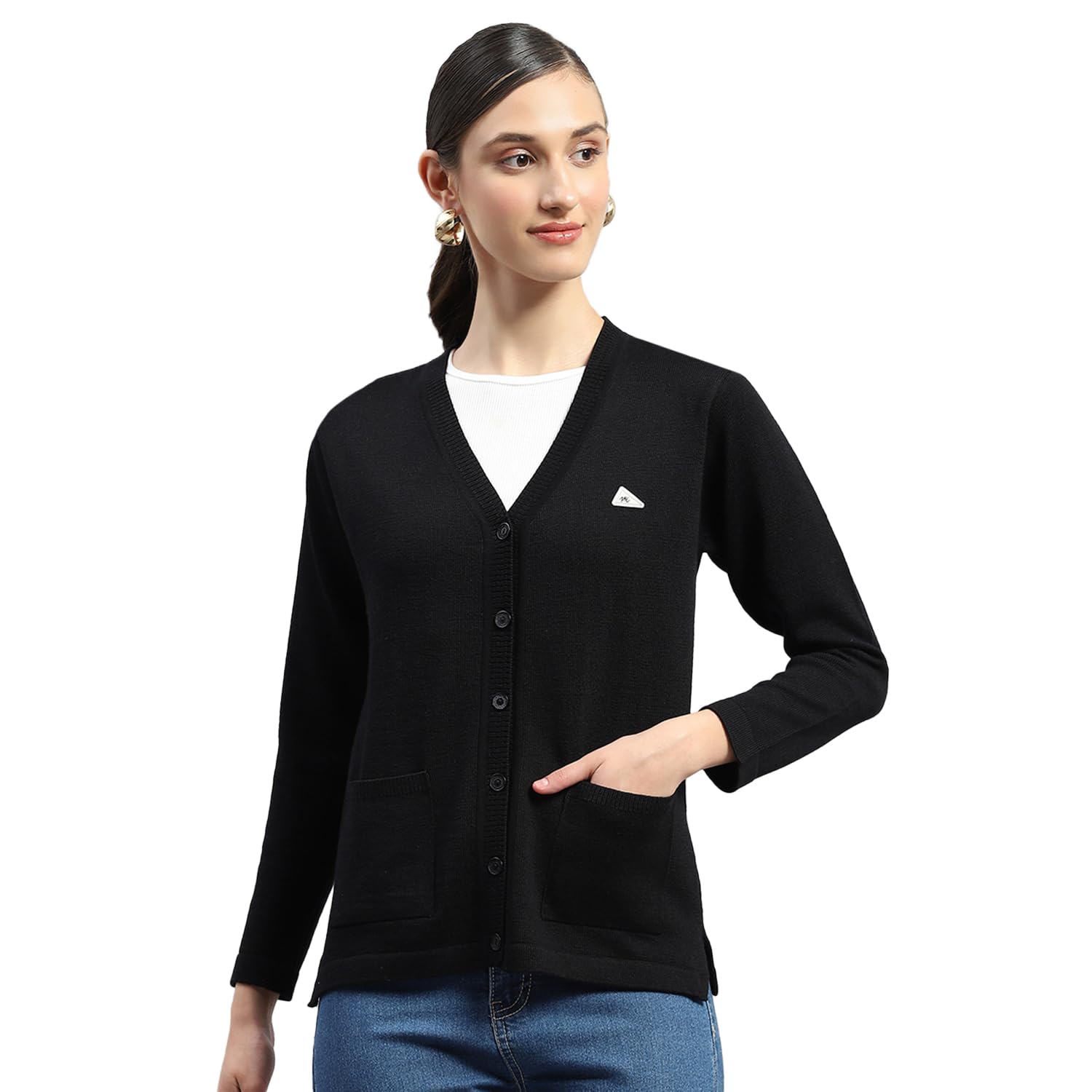 Women's Regular Fit Cardigan | Solid Pattern with Button Closure | Full Sleeve V-Neck Cardigan for Women